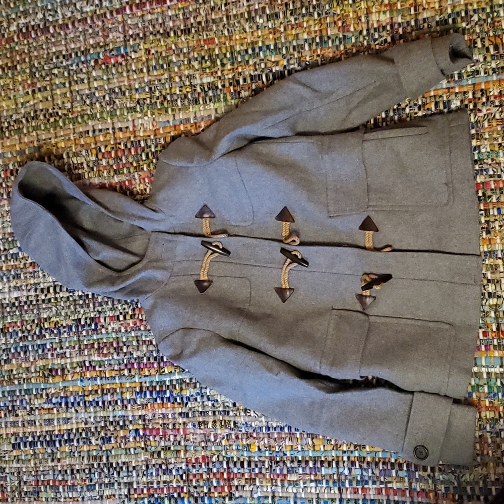 Barely used Hooded Light gray, Zip-up Merino Wool J. Crew jacket, Size 00